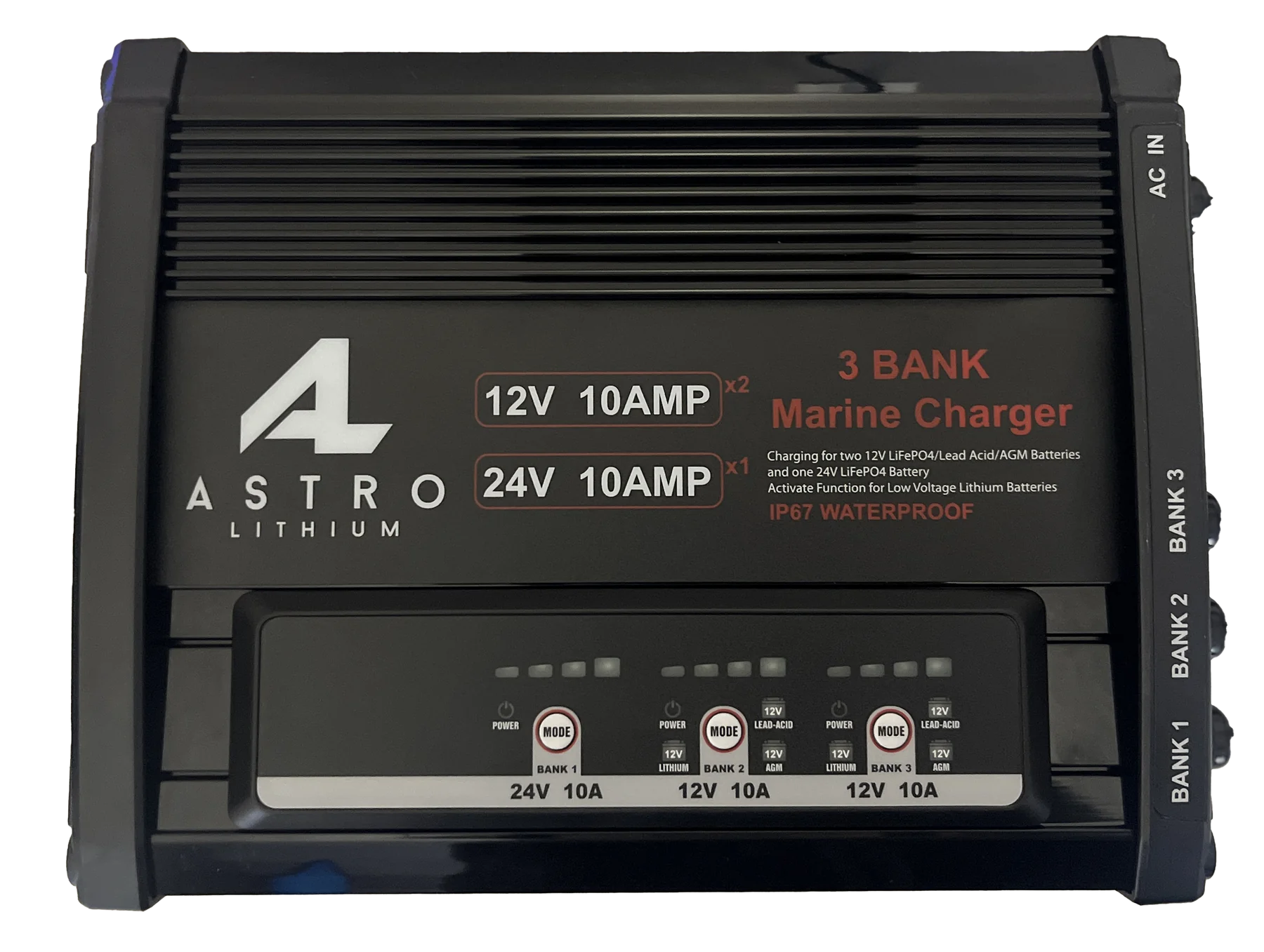 Astro Lithium 36V Lithium and 12V Lead Acid 3-Bank Waterproof Battery Charger