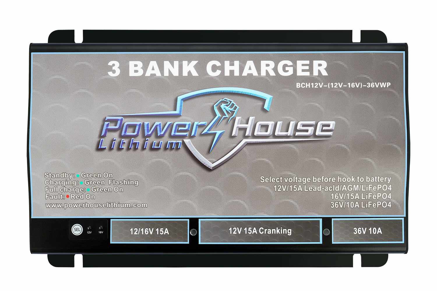 PowerHouse Lithium 12V/16V Waterproof Lithium Battery Charger