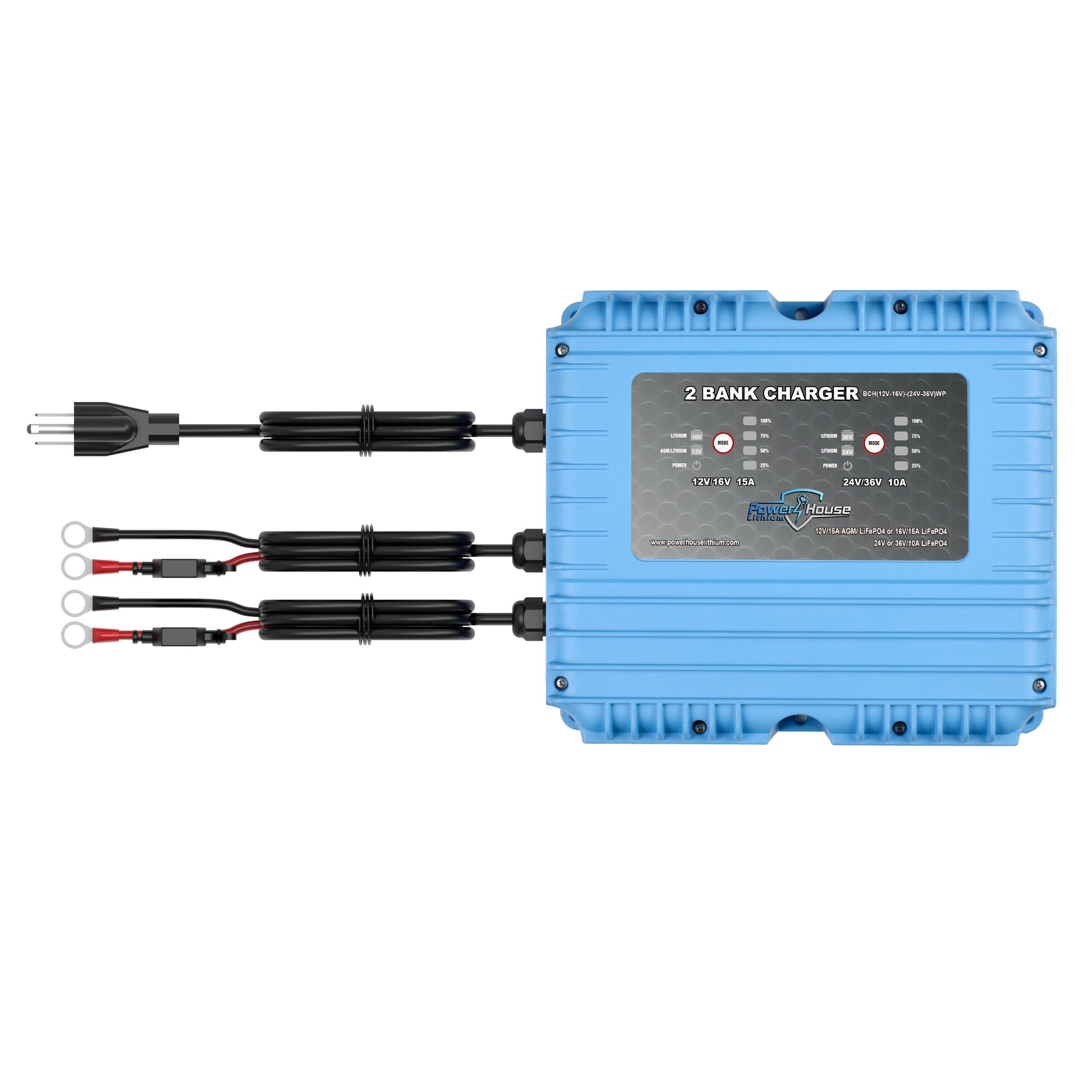 PowerHouse Lithium 12V/16V/24V/36V Waterproof Lithium Battery Charger