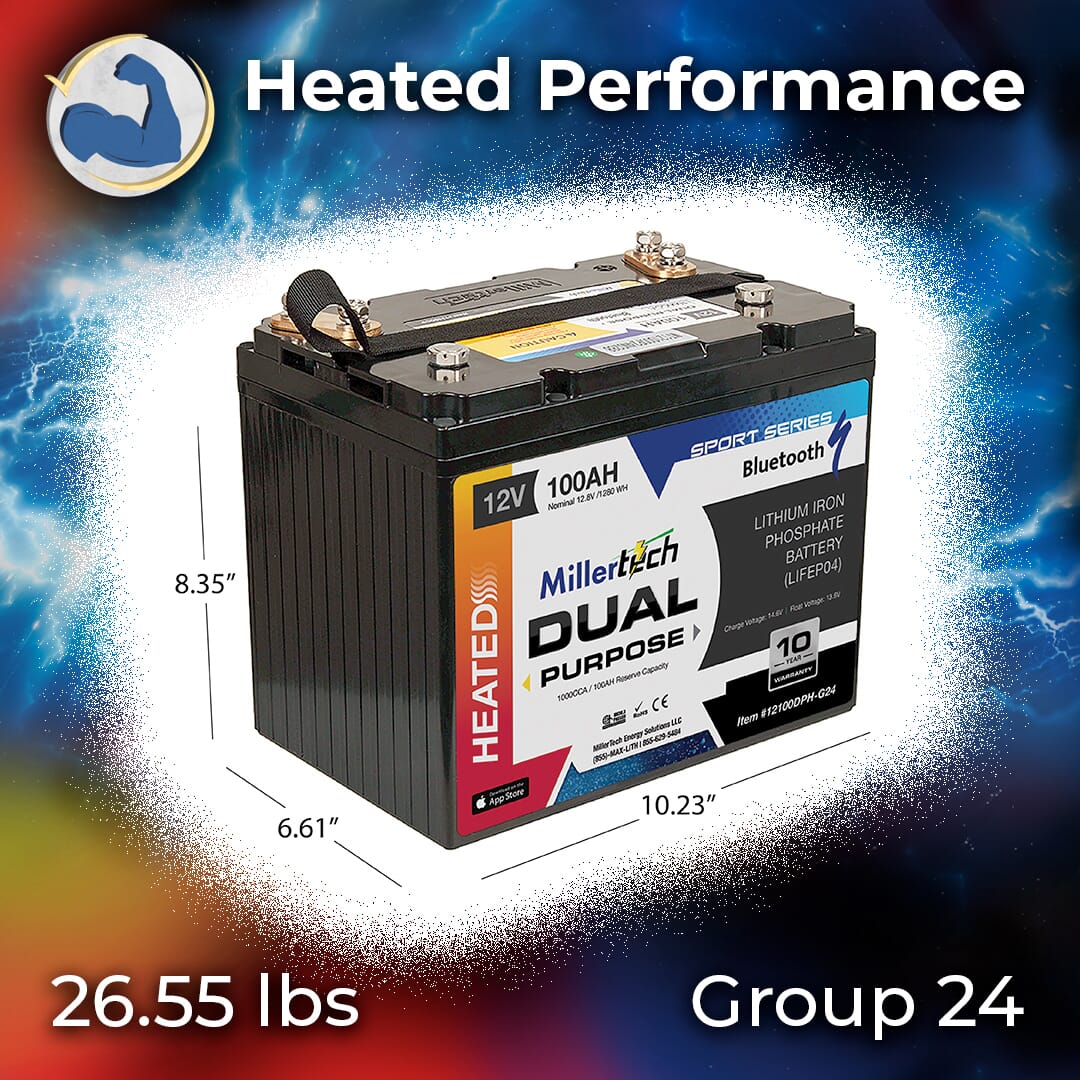 Millertech Lithium 12V 100AH Dual Purpose Battery