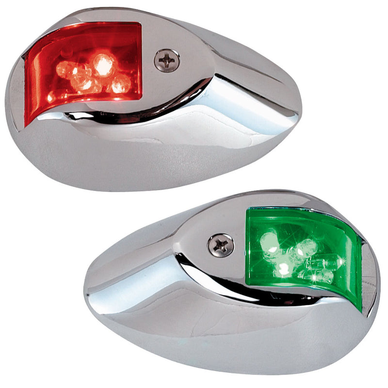 Perko LED Sidelights - Red/Green - 12V - Chrome Plated Housing [0602DP1CHR] - Mealey Marine