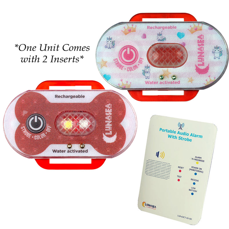 Lunasea Child/Pet Safety Water Activated Strobe Light w/RF Transmitter - Red Case, Blue Attention Light [LLB-63RB-E0-K1] - Mealey Marine