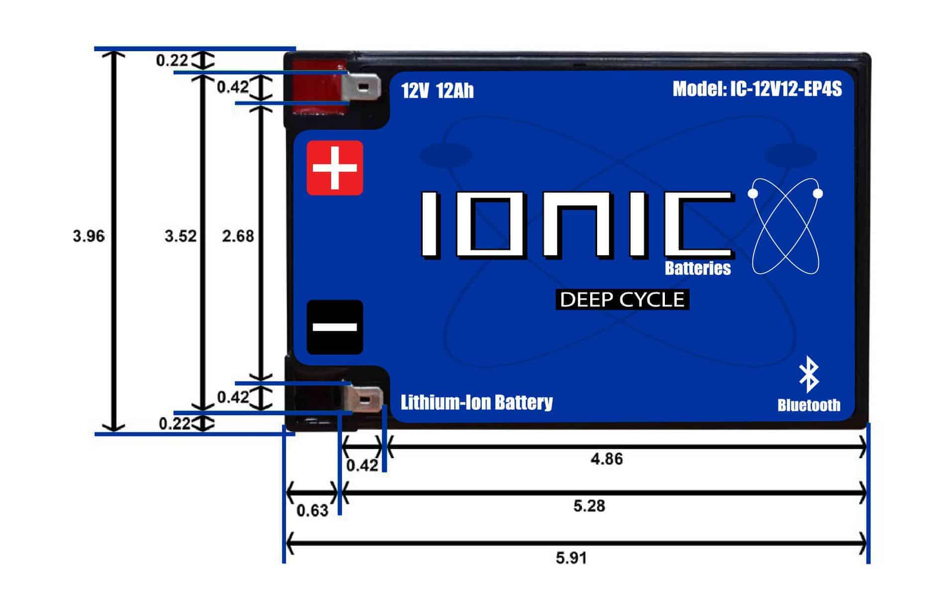 Ionic Lithium 12V 12AH Deep Cycle Battery