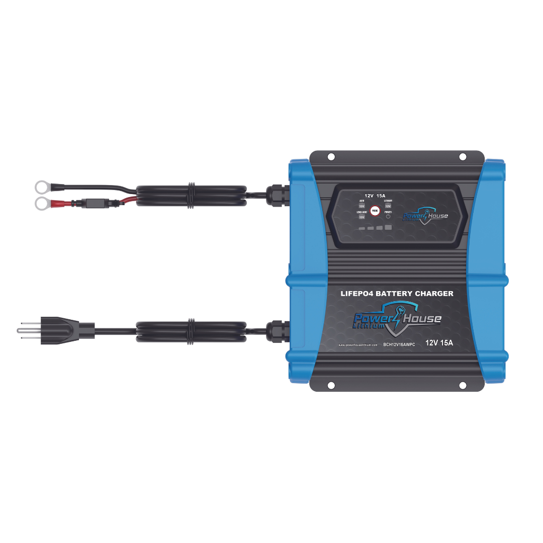 PowerHouse Lithium 12V 15A Waterproof Lithium Battery Charger