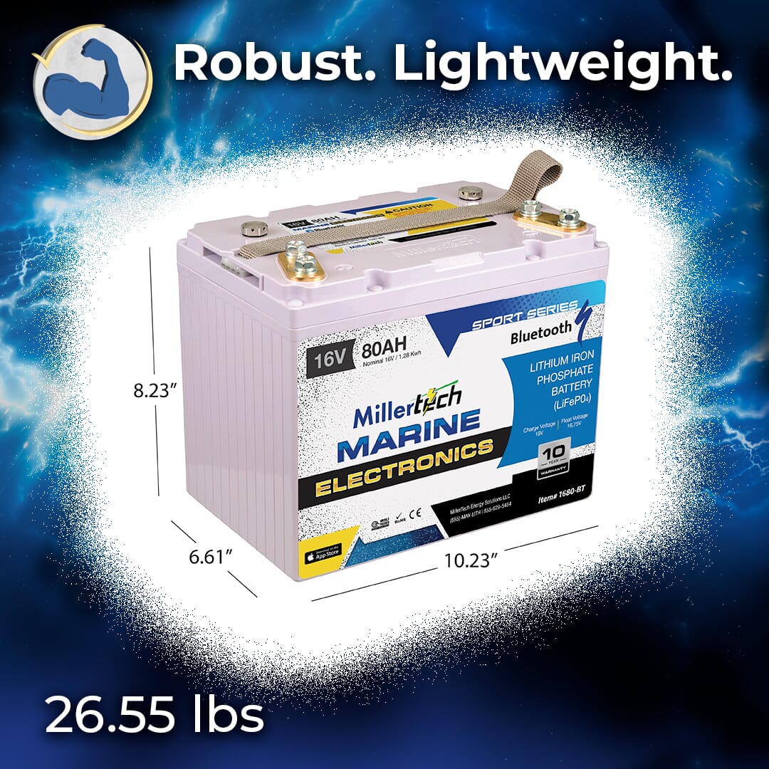 Millertech Lithium 16V 80AH Deep Cycle Battery
