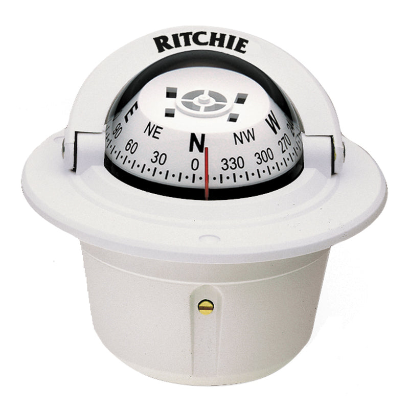 Ritchie F-50W Explorer Compass - Flush Mount - White [F-50W] - Mealey Marine