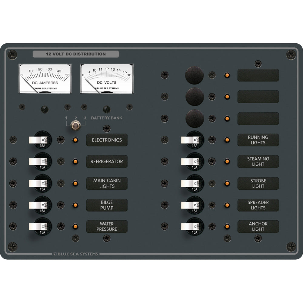 Blue Sea 8068 DC 13 Position Toggle Branch Circuit Breaker Panel - White Switches [8068] - Mealey Marine