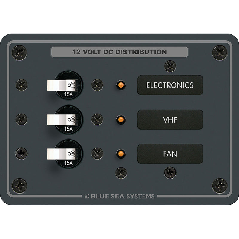 Blue Sea 8025 DC 3 Position Breaker Panel - White Switches [8025] - Mealey Marine