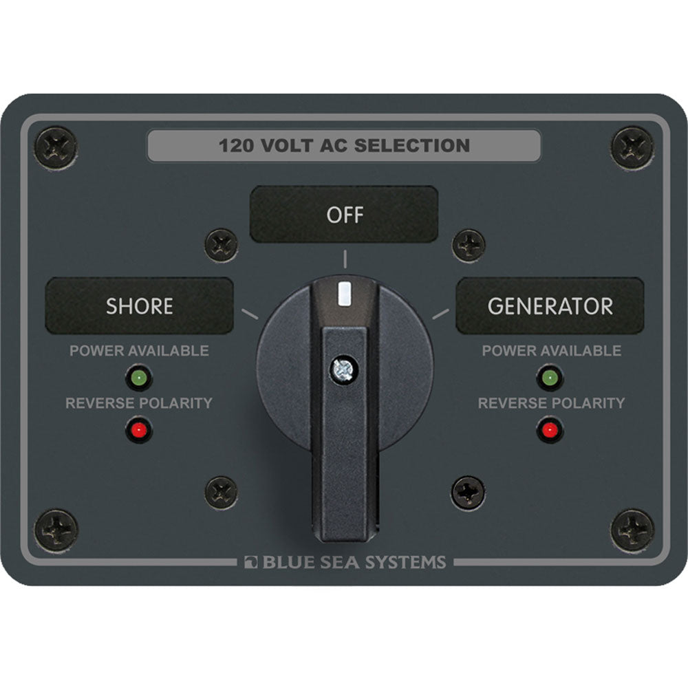 Blue Sea 8365 AC Rotary Switch Panel 65 Ampere 2 Positions + OFF, 2 Pole [8365] - Mealey Marine