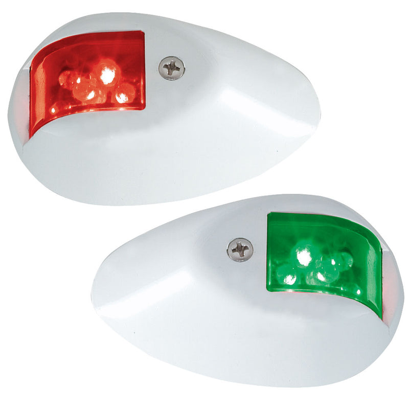 Perko LED Side Lights - Red/Green - 12V - White Epoxy Coated Housing [0602DP1WHT] - Mealey Marine