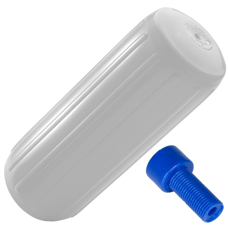 Polyform HTM-1 Hole Through Middle Fender 6.3" x 15.5" - White w/Air Adapter [HTM-1-WHITE] - Mealey Marine