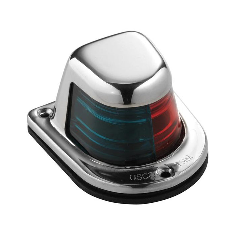 Attwood 1-Mile Deck Mount, Bi-Color Red/Green Combo Sidelight - 12V - Stainless Steel Housing [66318-7] - Mealey Marine