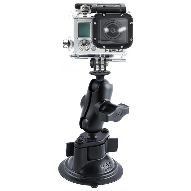 RAM Mount GoPro Hero Short Arm Suction Cup Mount [RAM-B-166-A-GOP1U] - Mealey Marine