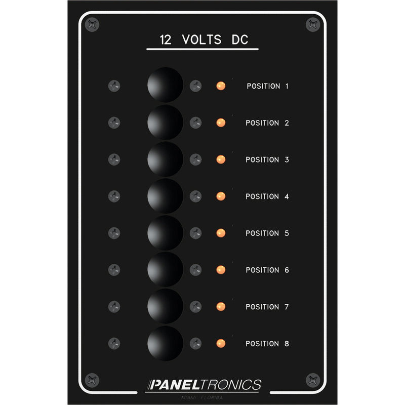 Paneltronics Standard Panel - DC 8 Position Circuit Breaker w/LEDs [9972208B] - Mealey Marine