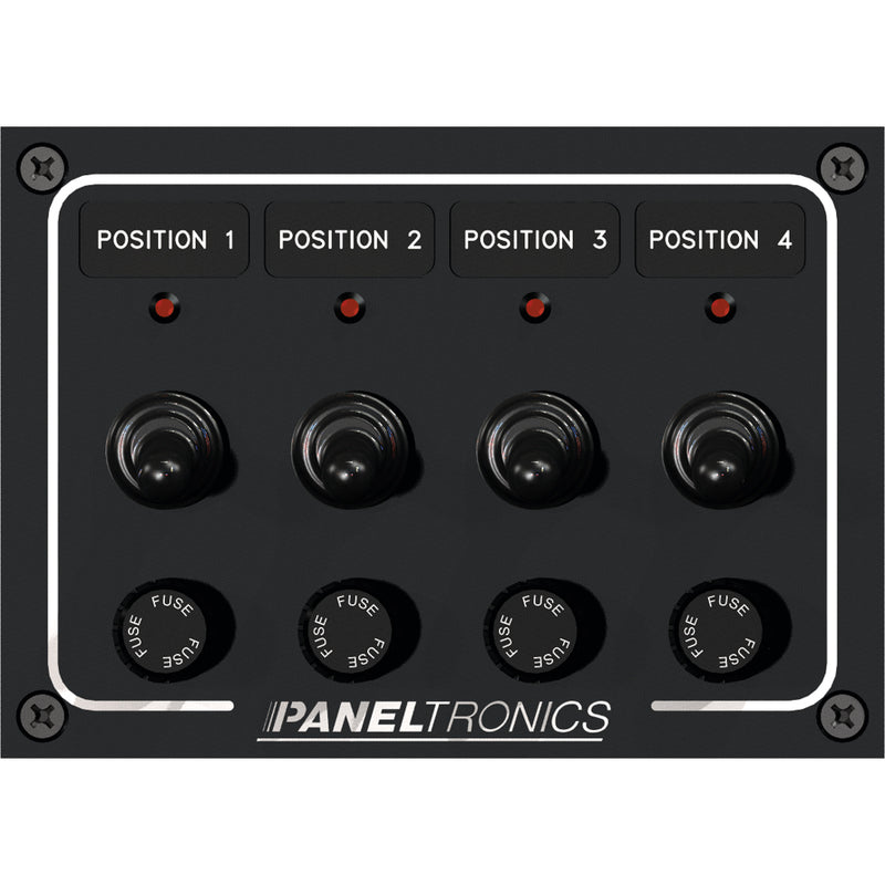 Paneltronics Waterproof Panel - DC 4-Position Toggle Switch & Fuse w/LEDs [9960008B] - Mealey Marine