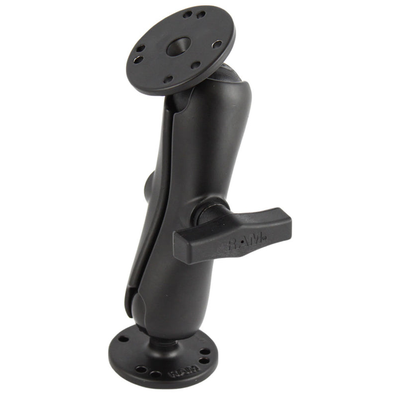 RAM Mount 1.5" Ball Double Socket Arm w/2 2.5" Round Bases - AMPs Pattern [RAM-101U] - Mealey Marine