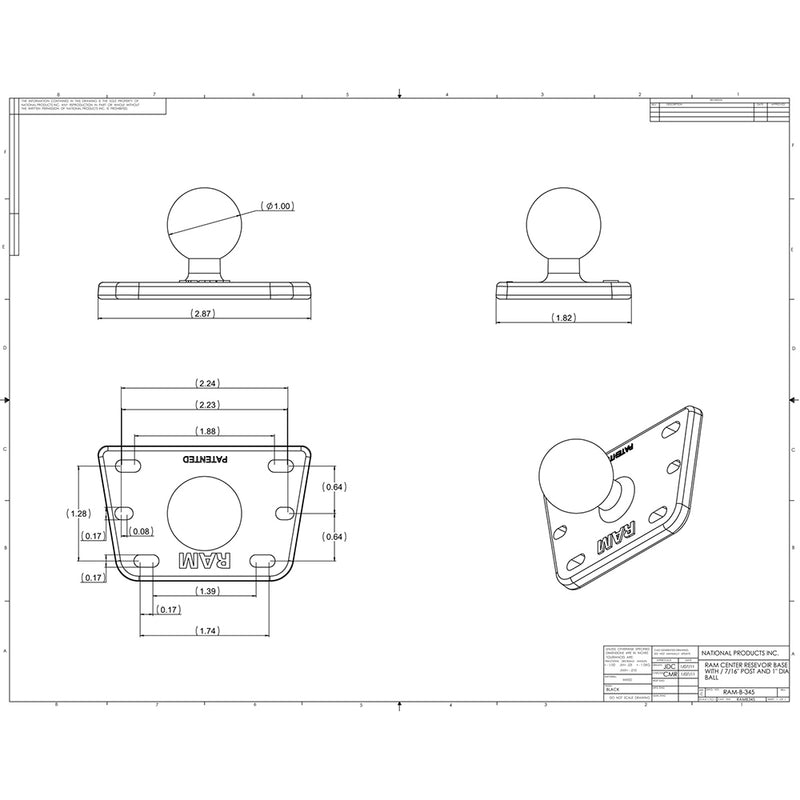 RAM Mount Motorcycle Brake/Clutch Cover w/1" Ball [RAM-B-345U] - Mealey Marine