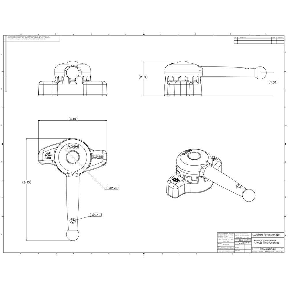 RAM Mount Handle Wrench f/"D" Size Ball Arms & Mounts [RAM-KNOB9HU] - Mealey Marine