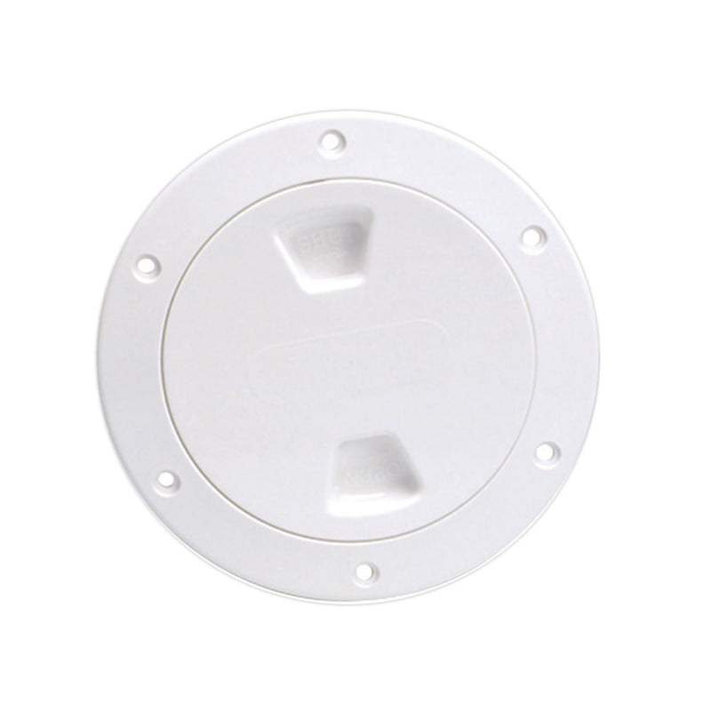 Beckson 4" Smooth Center Screw-Out Deck Plate - White [DP40-W] - Mealey Marine