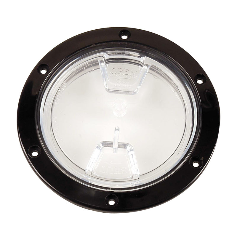 Beckson 4" Clear Center Screw Out Deck Plate - Black [DP40-B-C] - Mealey Marine