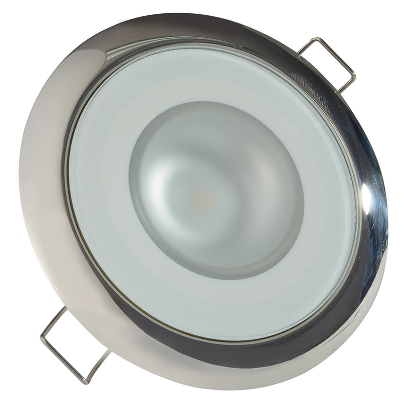 Lumitec Mirage - Flush Mount Down Light - Glass Finish/Polished SS Bezel - 3-Color Red/Blue Non-Dimming w/White Dimming [113118] - Mealey Marine