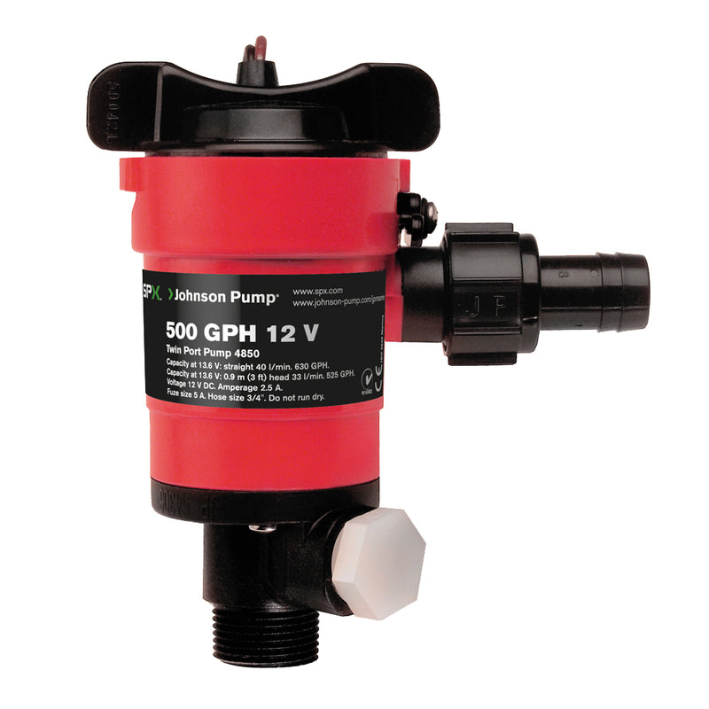 Johnson Pump Twin Port 500GPH Livewell Aerating Pump - 12V [48503] - Mealey Marine