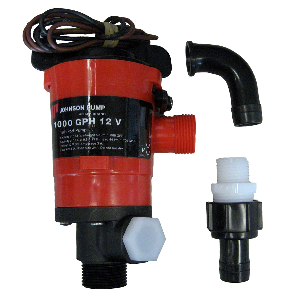 Johnson Pump Twin Port 1000 GPH Livewell Aerating Pump - 12V [48903] - Mealey Marine