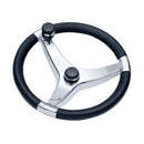 Schmitt  Ongaro Evo Pro 316 Cast Stainless Steel Steering Wheel w/Control Knob - 15.5" Diameter [7241521FGK] - Mealey Marine