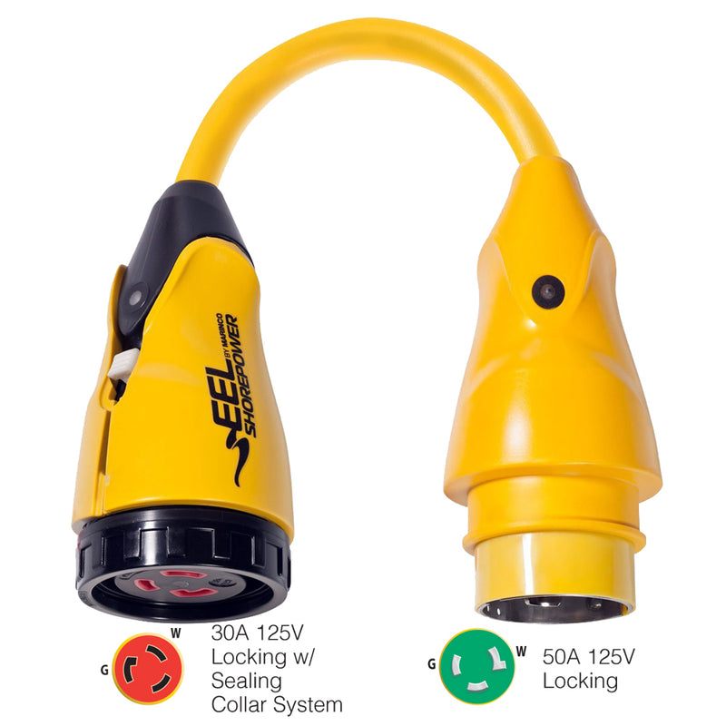 Marinco P503-30 EEL 30A-125V Female to 50A-125V Male Pigtail Adapter - Yellow [P503-30] - Mealey Marine