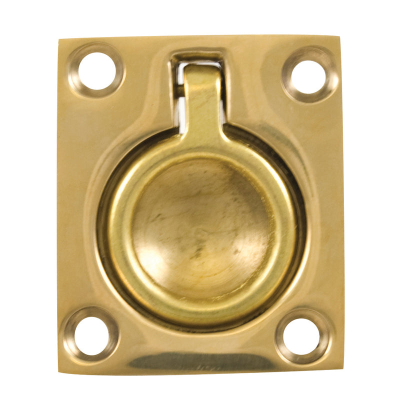 Whitecap Flush Pull Ring - Polished Brass - 1-1/2" x 1-3/4" [S-3360BC] - Mealey Marine