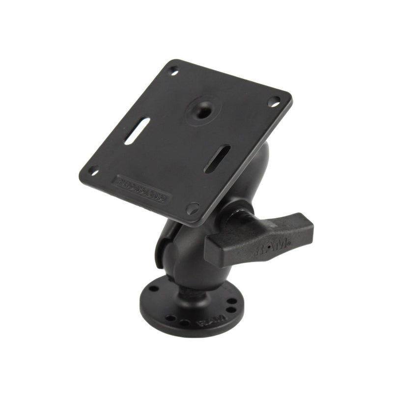 RAM Mount 3.625" Vesa Plate w/75 x 75mm Hole Pattern and Short Arm Surface Mount [RAM-101U-B-2461] - Mealey Marine