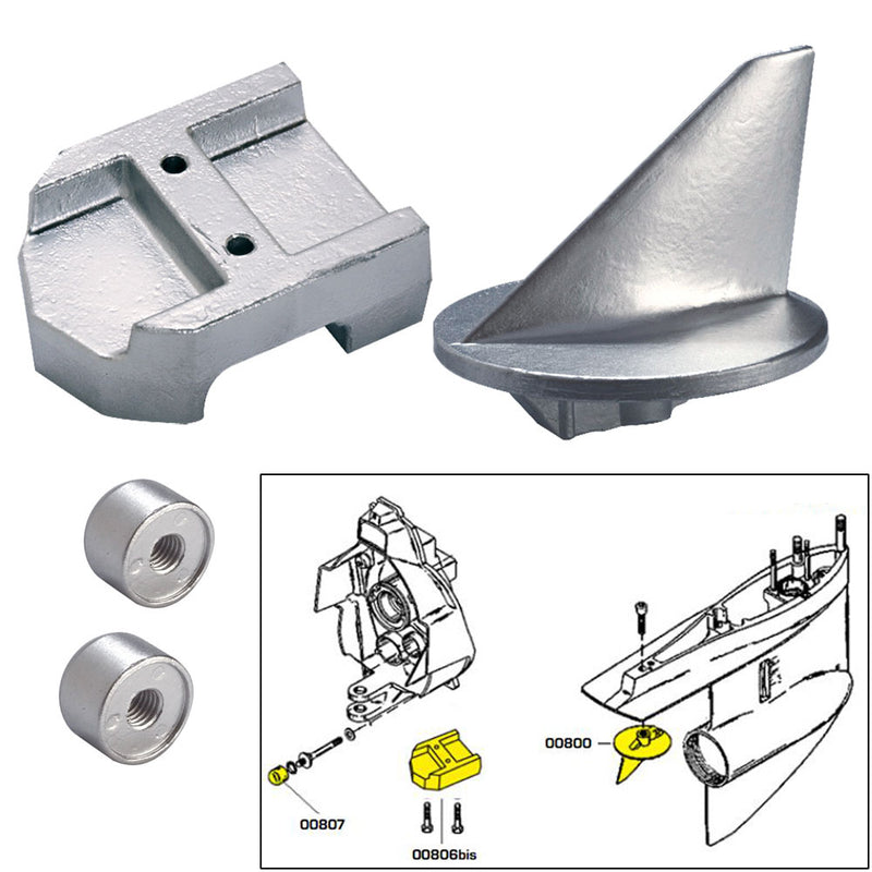 Tecnoseal Anode Kit w/Hardware - Mercury Alpha 1 Gen 1 - Aluminum [20800AL] - Mealey Marine