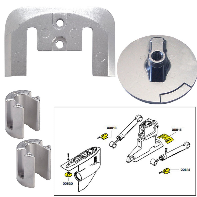 Tecnoseal Anode Kit w/Hardware - Mercury Bravo 2-3 - Aluminum [20804AL] - Mealey Marine