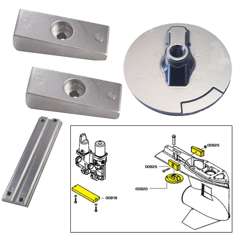 Tecnoseal Anode Kit w/Hardware - Mercury Verado 4 - Aluminum [20814AL] - Mealey Marine