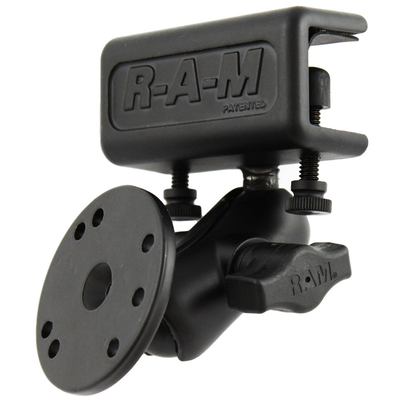 RAM Mount Glare Shield Clamp Mount w/Short Double Socket Arm & Round Base Adapter w/AMPs Hole Pattern [RAM-B-177-202U] - Mealey Marine