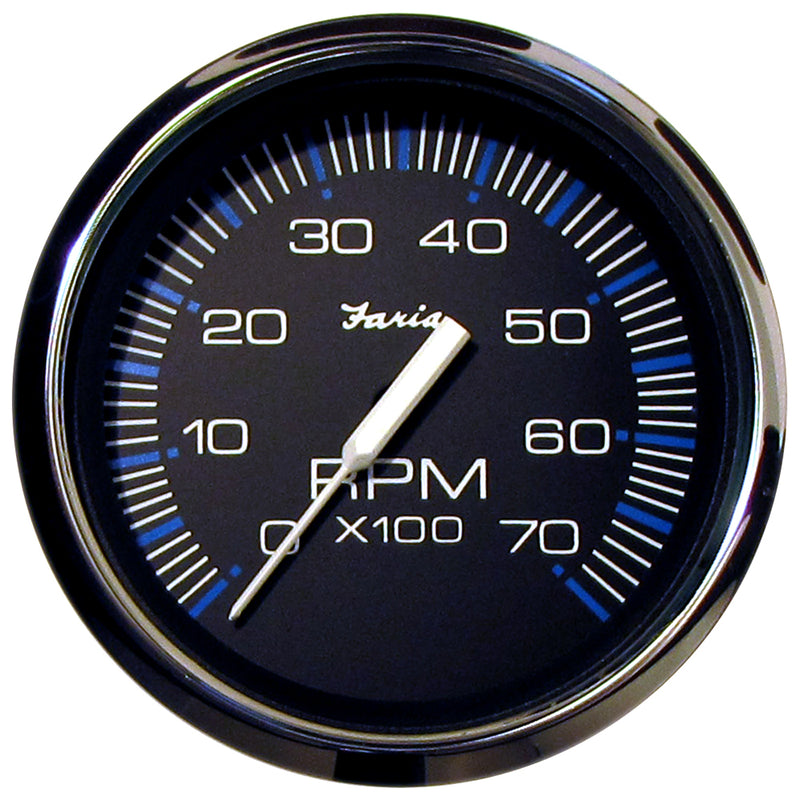 Faria Chesapeake Black SS 4" Tachometer - 7,000 RPM (Gas - All Outboards) [33718] - Mealey Marine