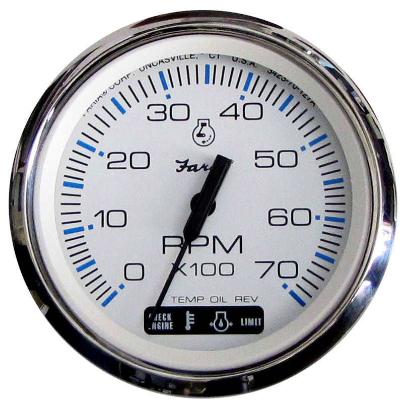 Faria Chesapeake White SS 4" Tachometer w/Suzuki Monitor - 7,000 RPM (Gas - Suzuki Outboard) [33860] - Mealey Marine