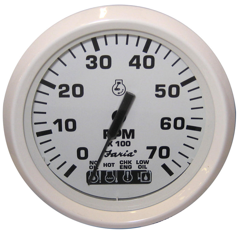 Faria Dress White 4" Tachometer w/Systemcheck Indicator - 7,000 RPM (Gas - Johnson / Evinrude Outboard) [33150] - Mealey Marine