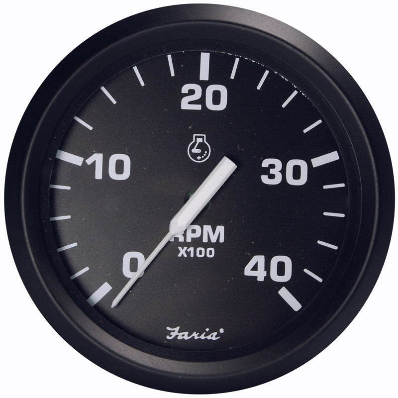 Faria Euro Black 4" Tachometer - 4,000 RPM (Diesel - Magnetic Pick-Up) [32803] - Mealey Marine