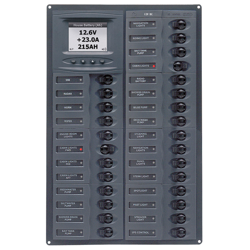 BEP Millennium Series DC Circuit Breaker Panel w/Digital Meters, 28SP DC12V [M28-DCSM] - Mealey Marine
