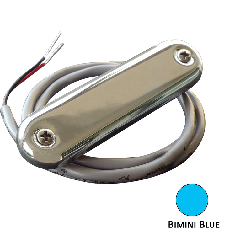 Shadow-Caster Courtesy Light w/2' Lead Wire - 316 SS Cover - Bimini Blue - 4-Pack [SCM-CL-BB-SS-4PACK] - Mealey Marine