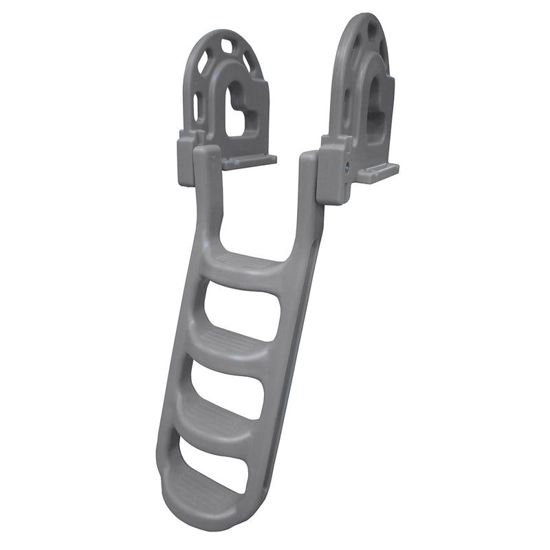 Dock Edge Stand-Off Flip-Up Polyethylene Roto Molded 4-Step Dock Ladder - Grey [2084-F] - Mealey Marine