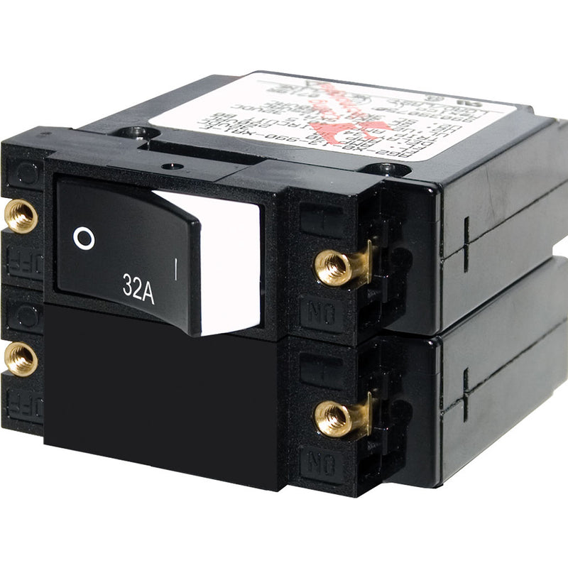 Blue Sea 7575 A-Series Raised Rocker Circuit Breaker - Double Pole - 32A [7575] - Mealey Marine