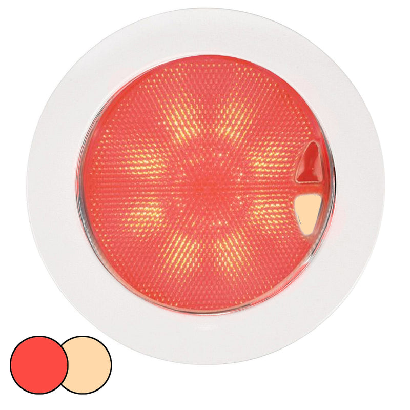 Hella Marine EuroLED 150 Recessed Surface Mount Touch Lamp - Red/Warm White LED - White Plastic Rim [980630102] - Mealey Marine