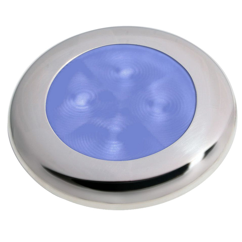 Hella Marine Slim Line LED 'Enhanced Brightness' Round Courtesy Lamp - Blue LED - Stainless Steel Bezel - 12V [980502221] - Mealey Marine