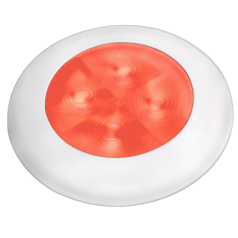 Hella Marine Slim Line LED 'Enhanced Brightness' Round Courtesy Lamp - Red LED - White Plastic Bezel - 12V [980507241] - Mealey Marine