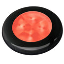 Hella Marine Slim Line LED 'Enhanced Brightness' Round Courtesy Lamp - Red LED - Black Plastic Bezel - 12V [980507251] - Mealey Marine