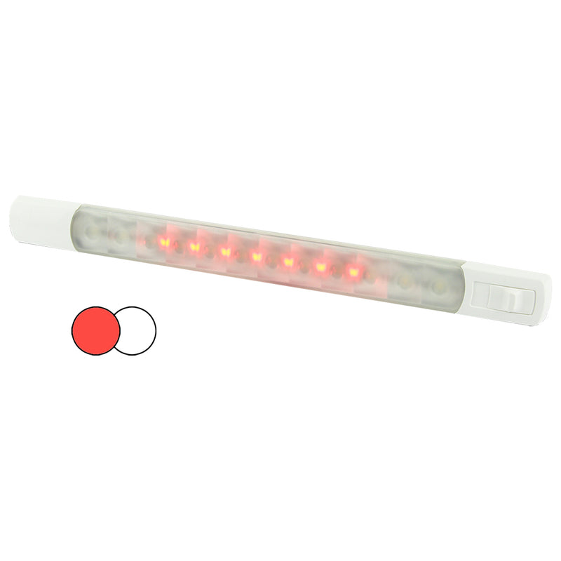 Hella Marine Surface Strip Light w/Switch - White/Red LEDs - 12V [958121001] - Mealey Marine