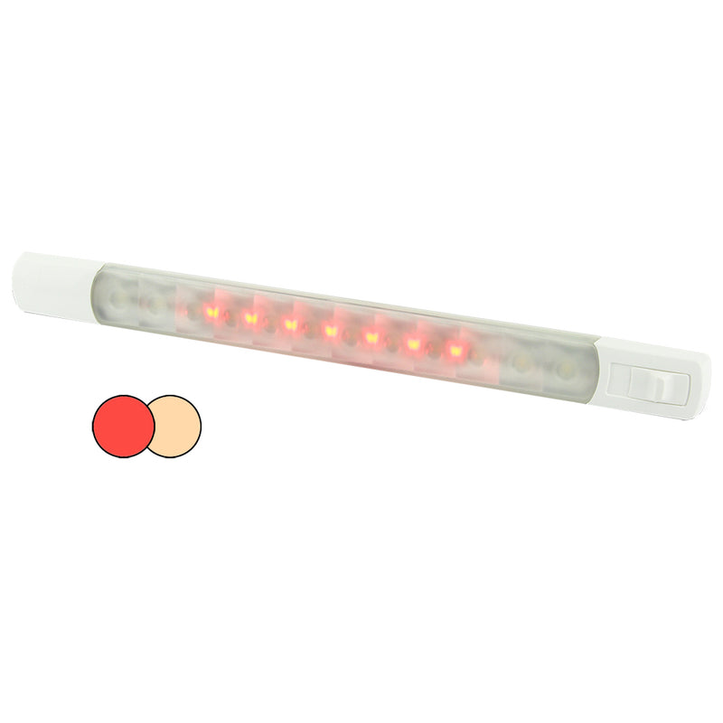 Hella Marine Surface Strip Light w/Switch - Warm White/Red LEDs - 12V [958121101] - Mealey Marine