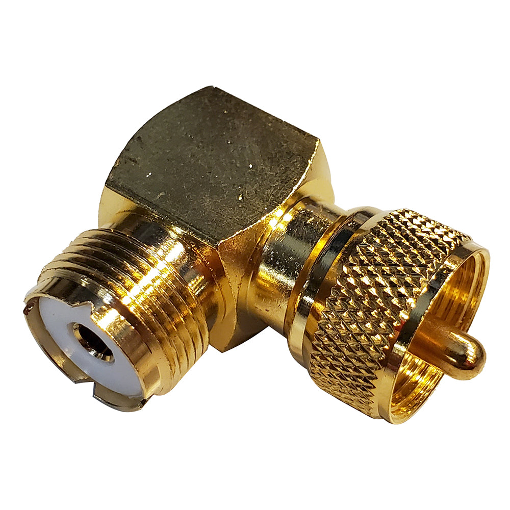 Shakespeare Right Angle Connector - PL-259 to SO-239 Adapter [RA-259-239-G] - Mealey Marine